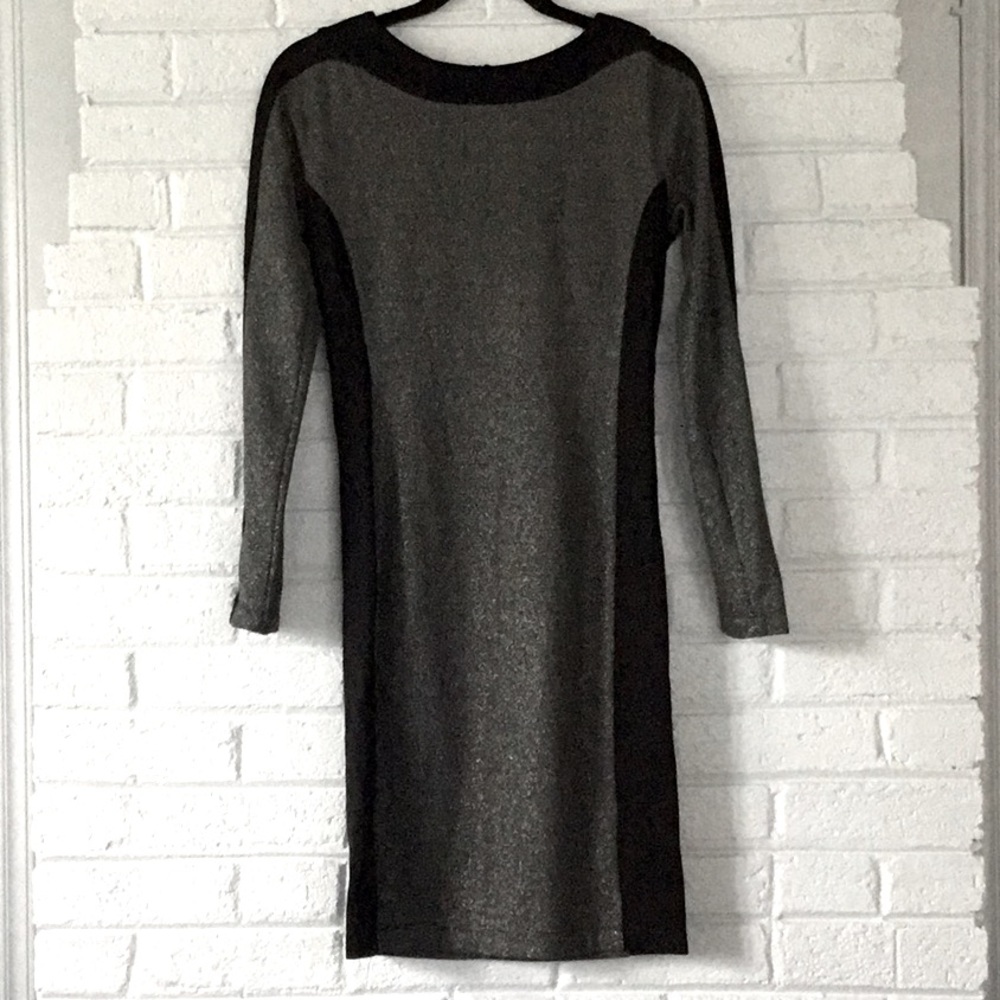 Silver and Black Long- Sleeved Dress
